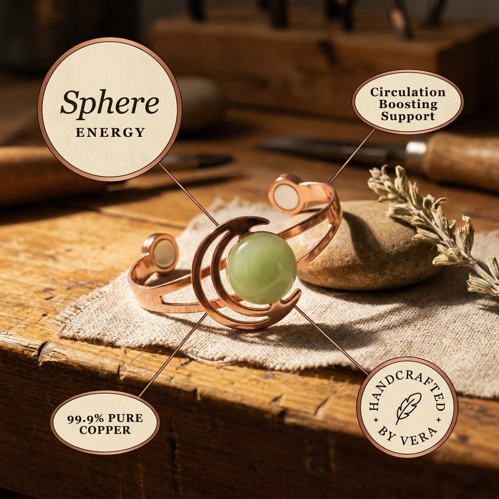 Bracciale in Rame Verde a Sfera