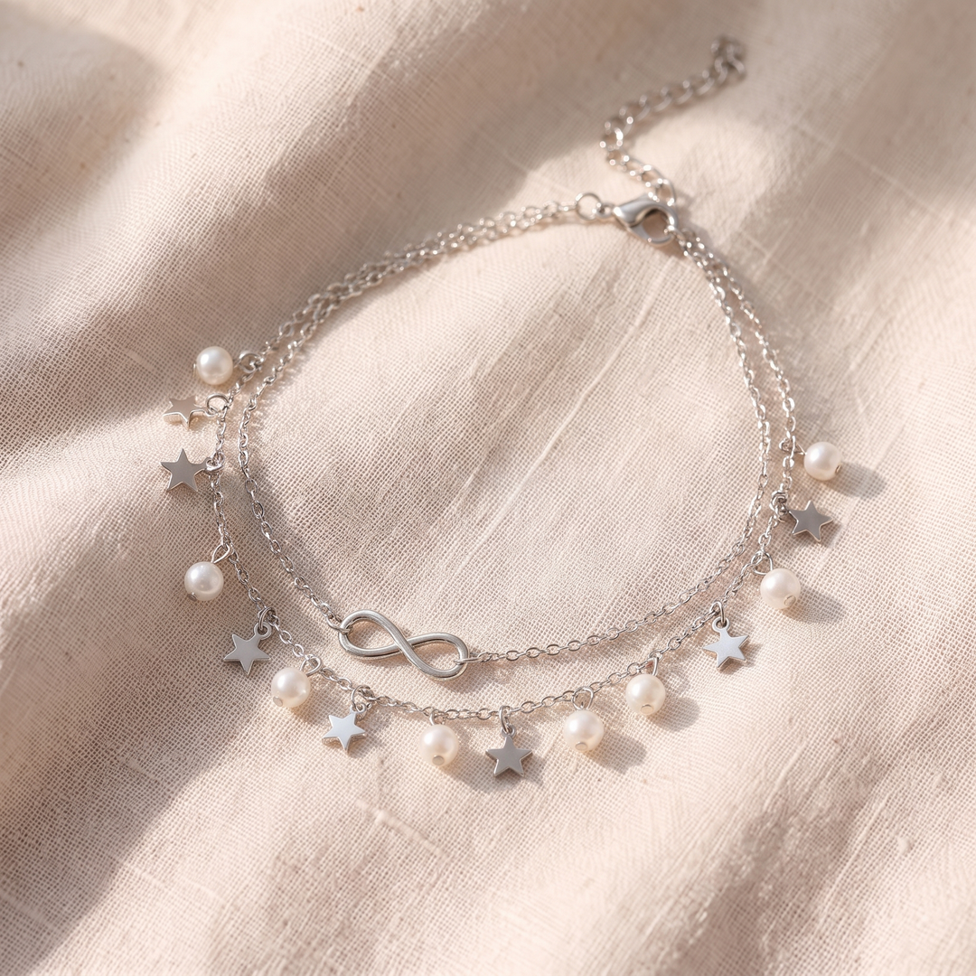 Cavigliera Infinity con Perle e Stelle