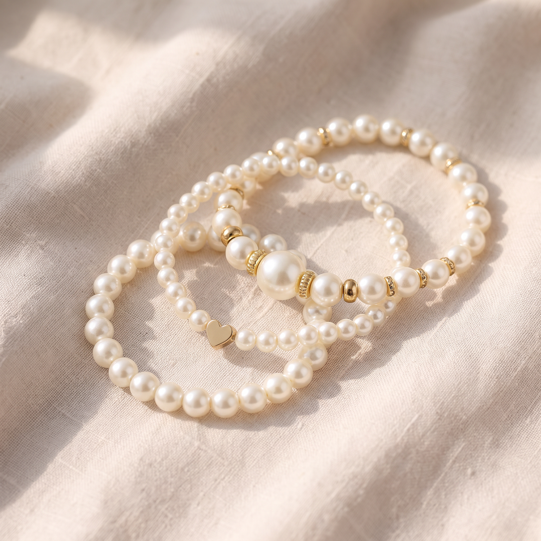Set di 4 braccialetti di perline da impilare