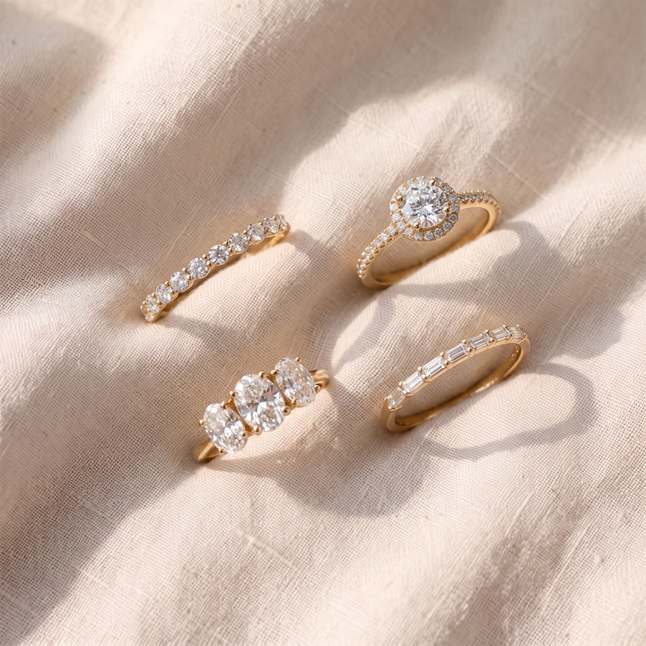 Set di Anelli Vintage Elegante con Cristalli di Zirconia