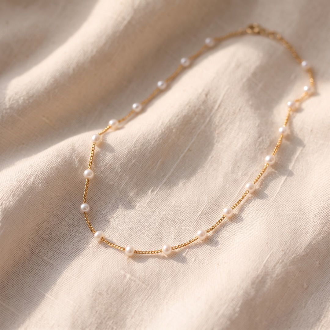 Collana di Perle in Tonalità Oro