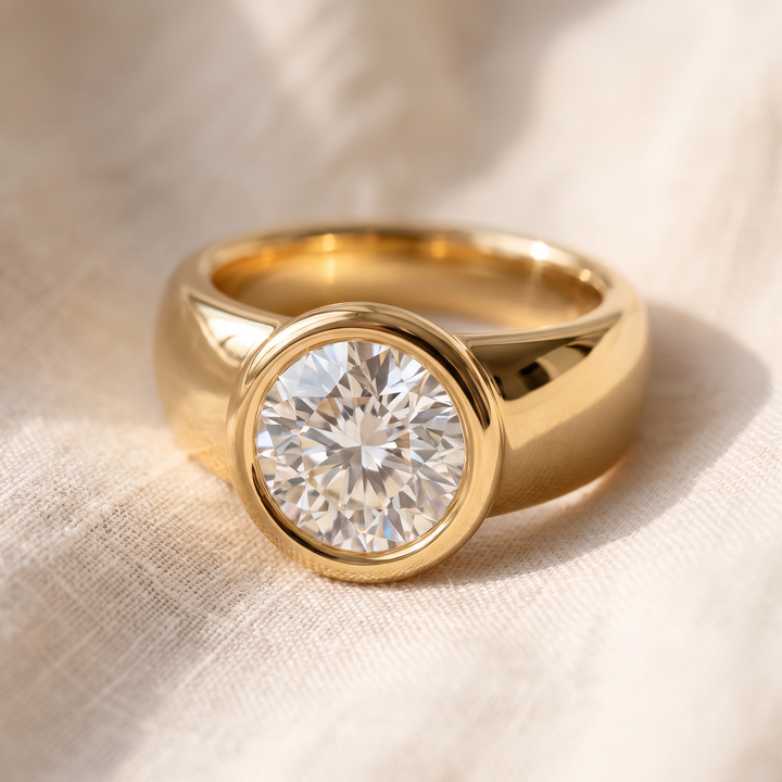 Anello Vintage Forgiato in Tonalità Oro con Cristalli di Zirconia