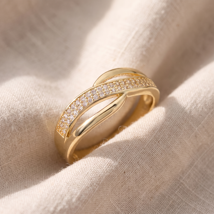 Anello Catherine in Oro e Argento con Cristalli di Zirconia