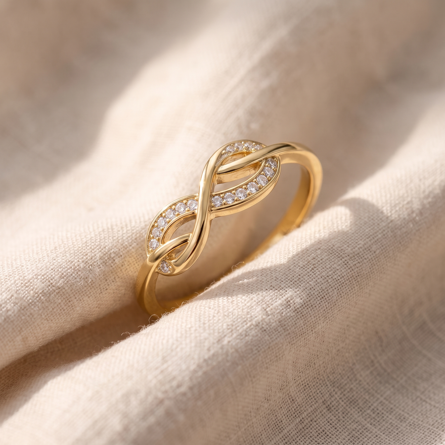 Anello infinito dorato effetto catena