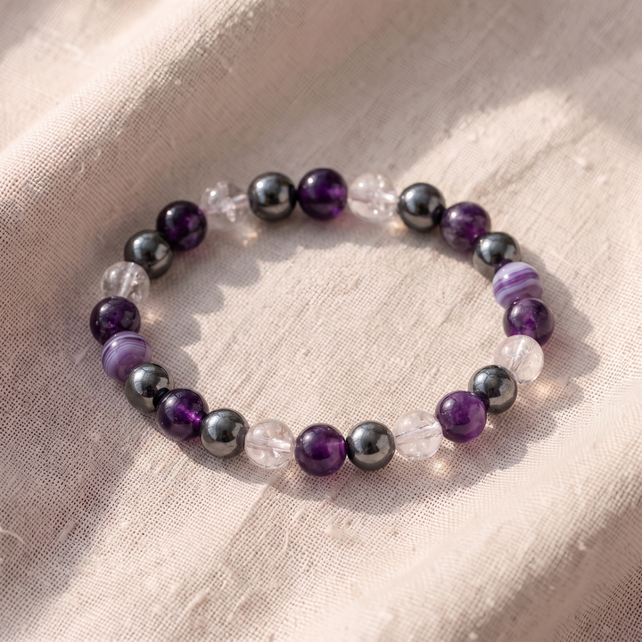 Bracciale con ciondoli in ametista e agata