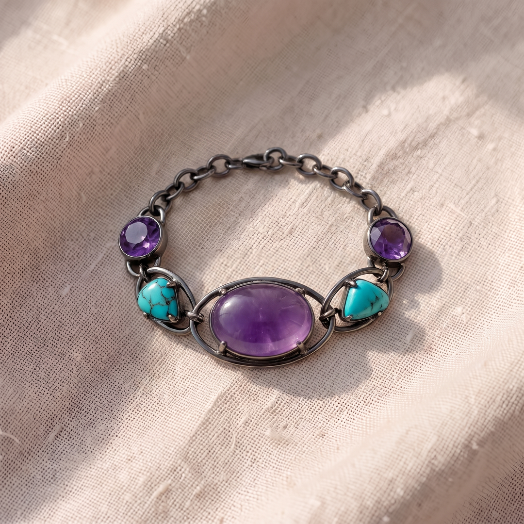 Bracciale rigido con pietra ovale