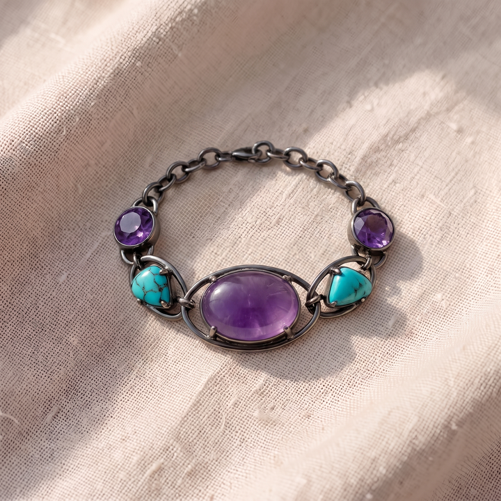Bracciale rigido con pietra ovale