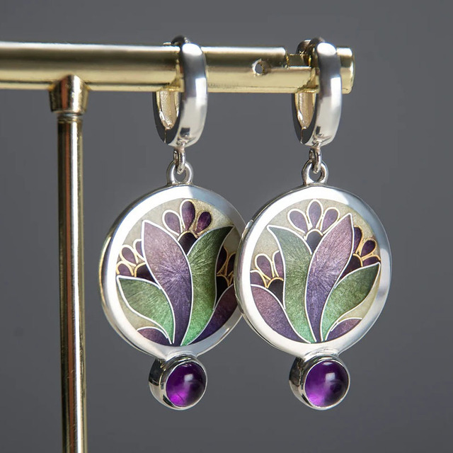 Orecchini Boho in Cristallo Viola
