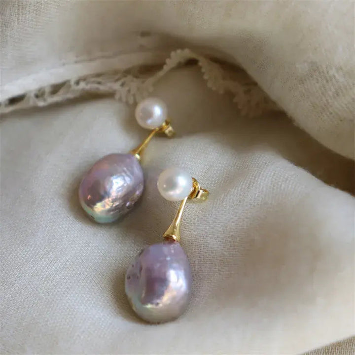 Orecchini Eleganti con Perle Viola