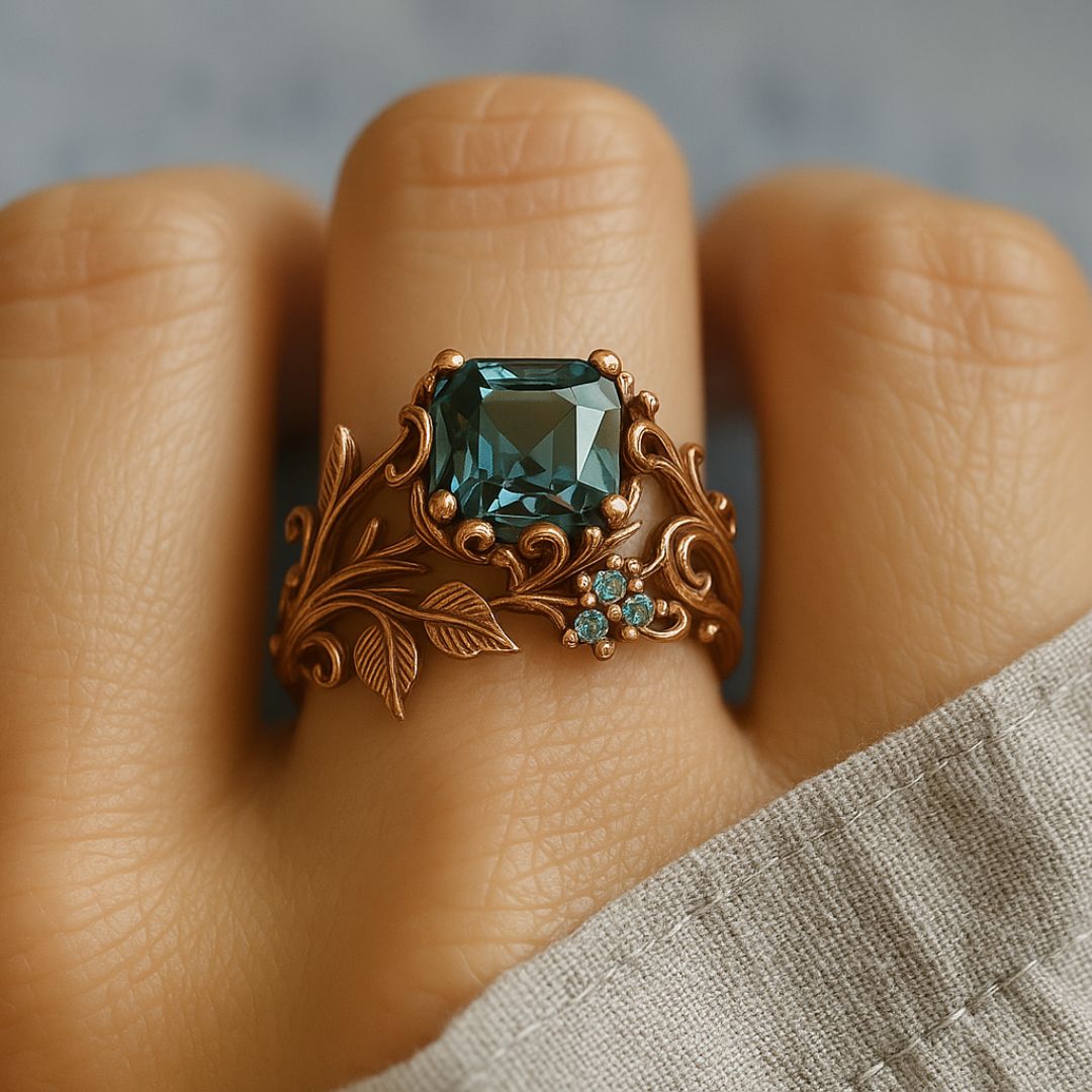 Anello con cristallo verde