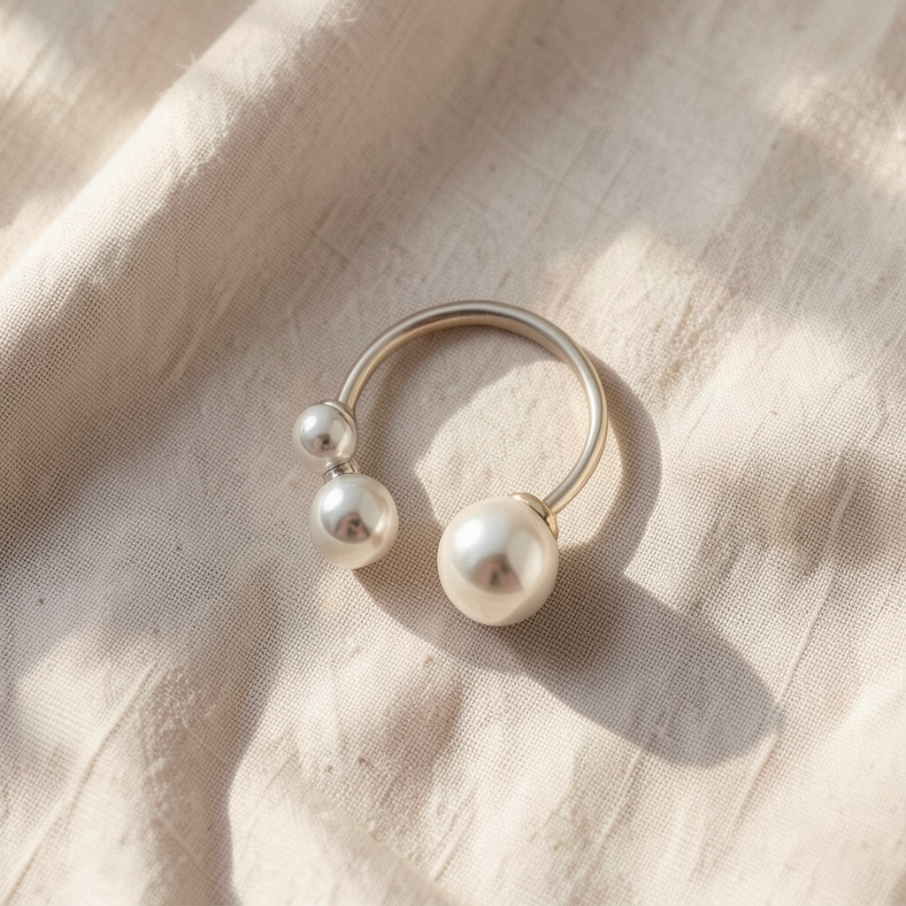 Anello triplo in argento con perle d&