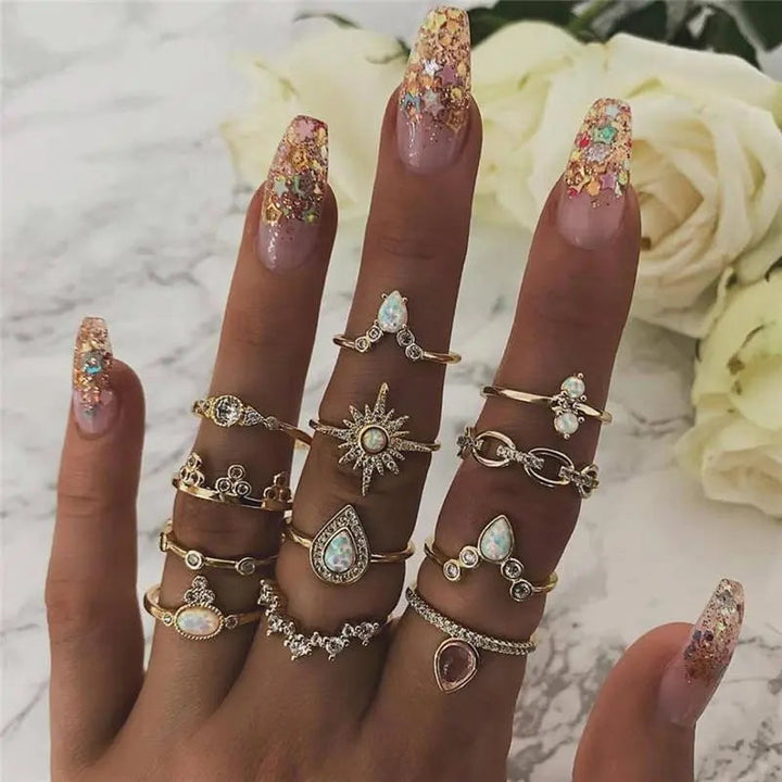 Set di anelli Boho – 8 a 12 anelli misti