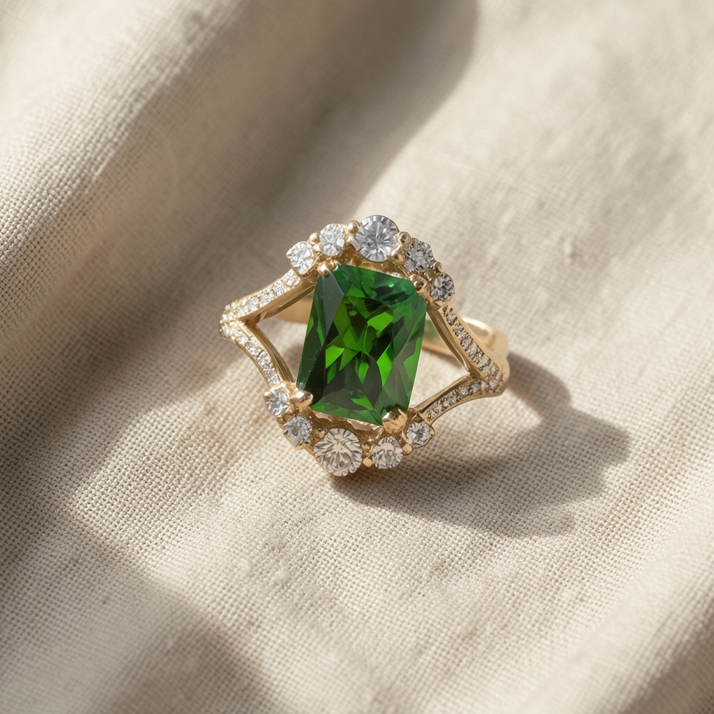 Anello con smeraldo