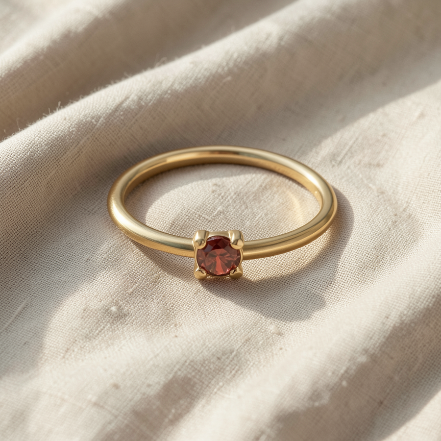 Anello dorato con pietra del mese di nascita
