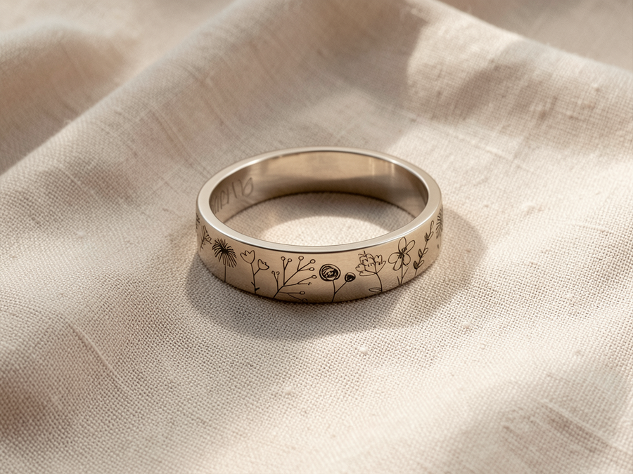 Anello argentato minimalista sottile