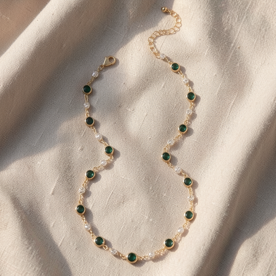 Collana con pendente verde smeraldo