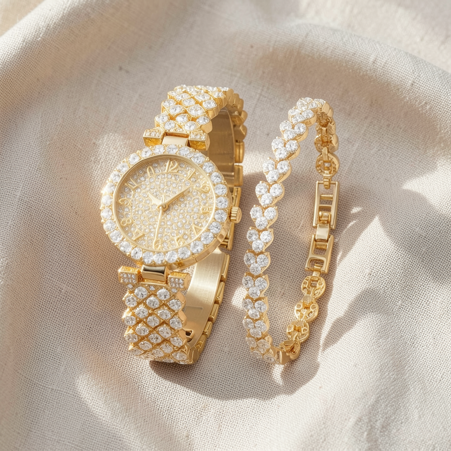 Set orologio e bracciale dorati