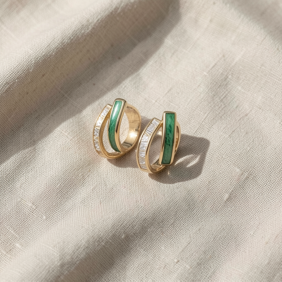 Orecchini foglia verde smeraldo