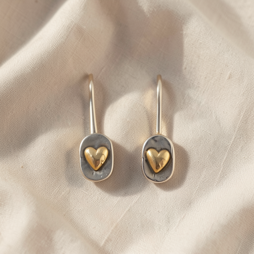 Orecchini a cuore bicolore