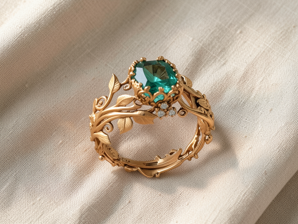 Anello con cristallo verde