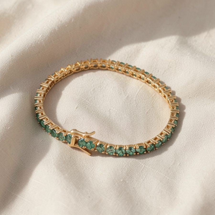 Bracciale tennis con pietre verde smeraldo