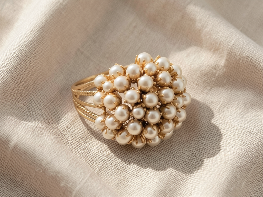 Anello con grappoli di perle