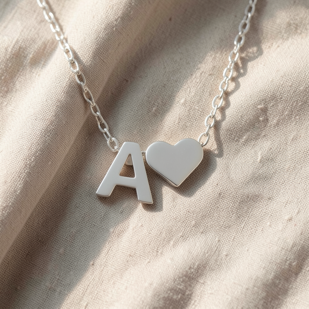 Collana argentata amore eterno con lettera