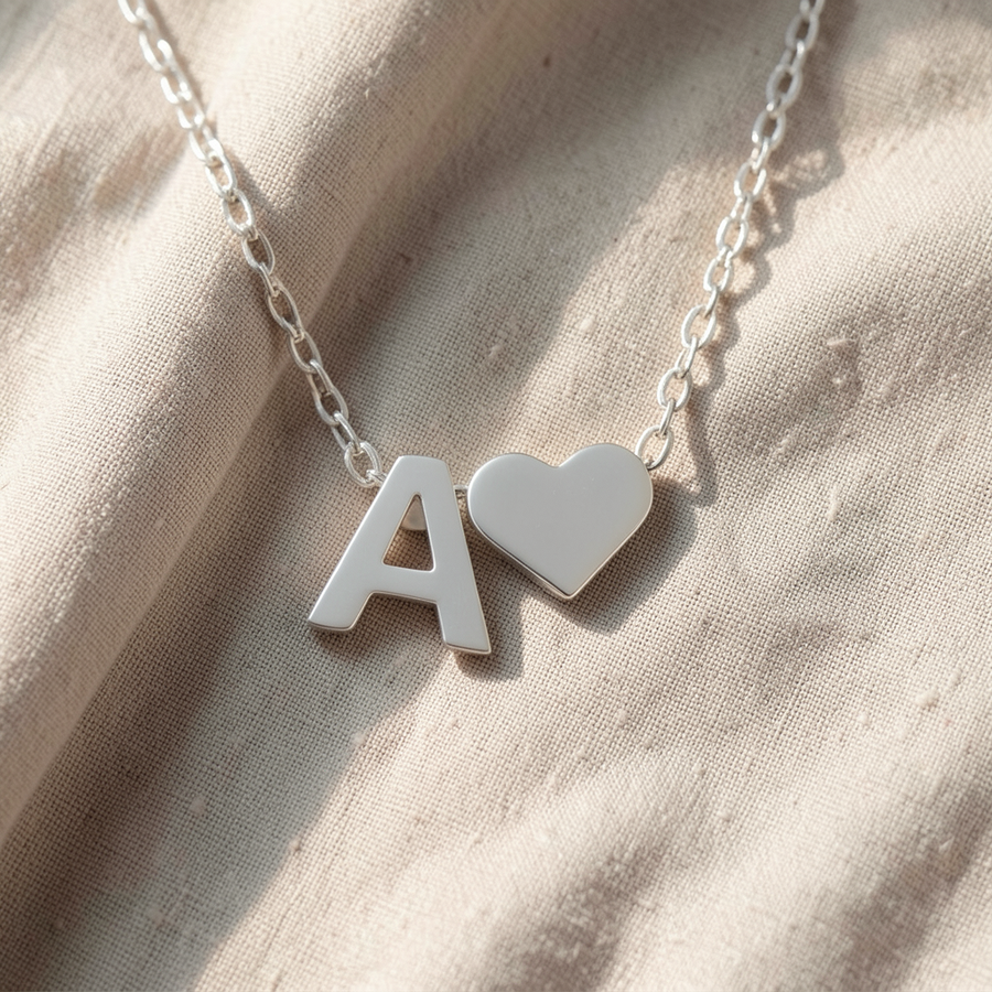 Collana argentata amore eterno con lettera