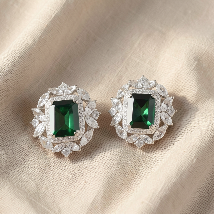 Orecchini corona verde smeraldo