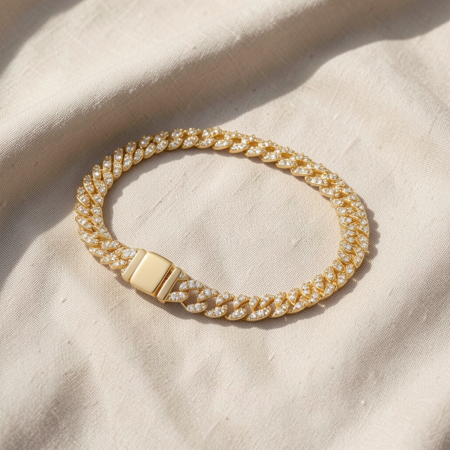 Bracciale cubano con moissanite