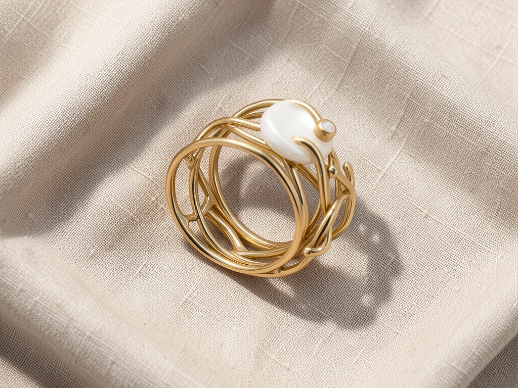 Anello Portovenere dorato con perla