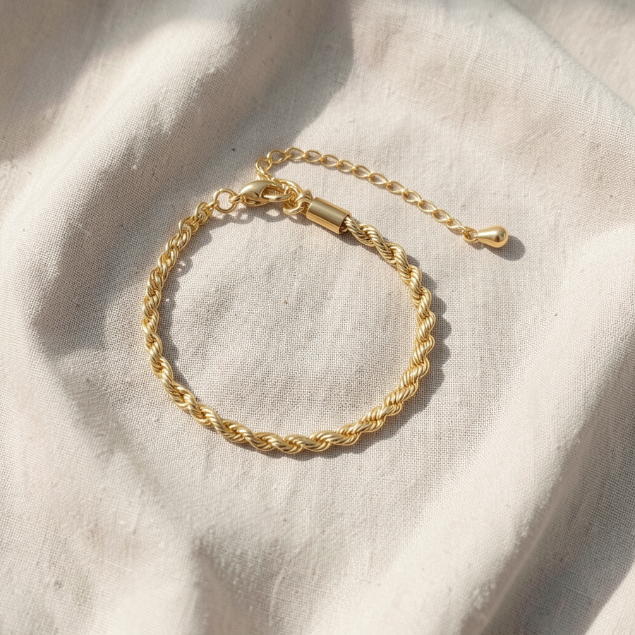 Bracciale intrecciato dorato Treccia