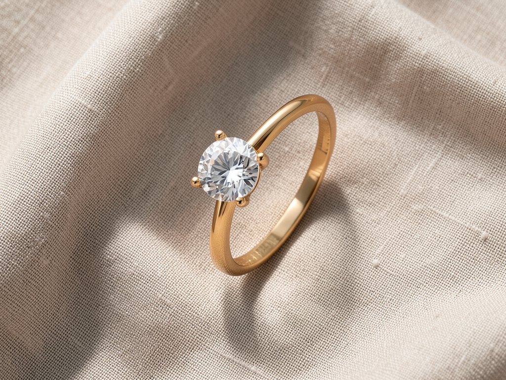 Anello Siena dorato con zircone