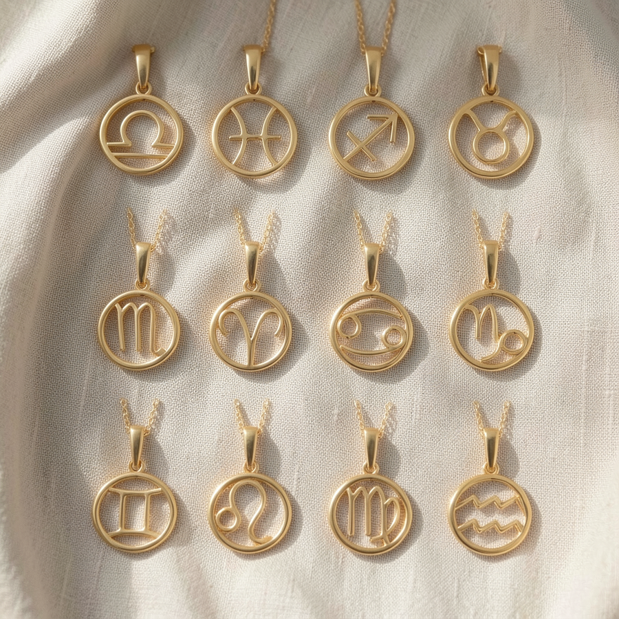 Collana dorata con segno zodiacale