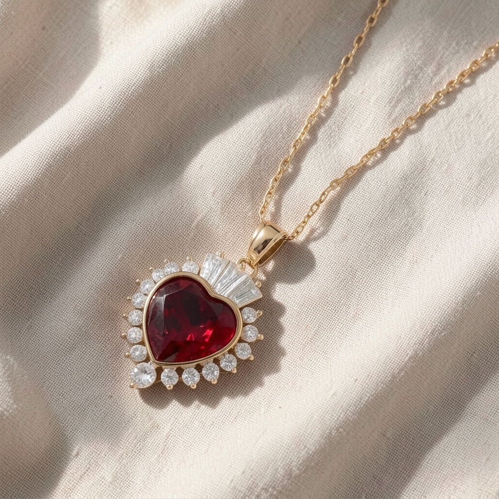 Collana rosso rubino e cristallo