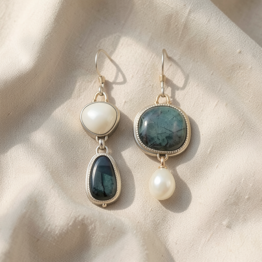 Orecchini con pietra blu