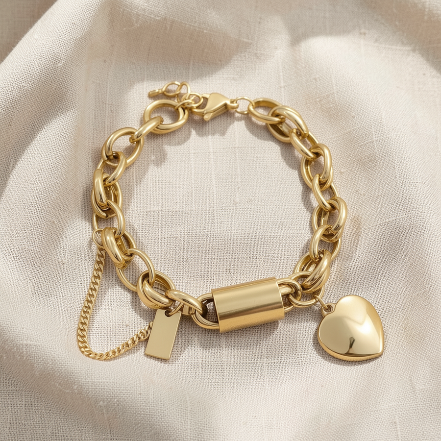 Bracciale con cuore dorato importante