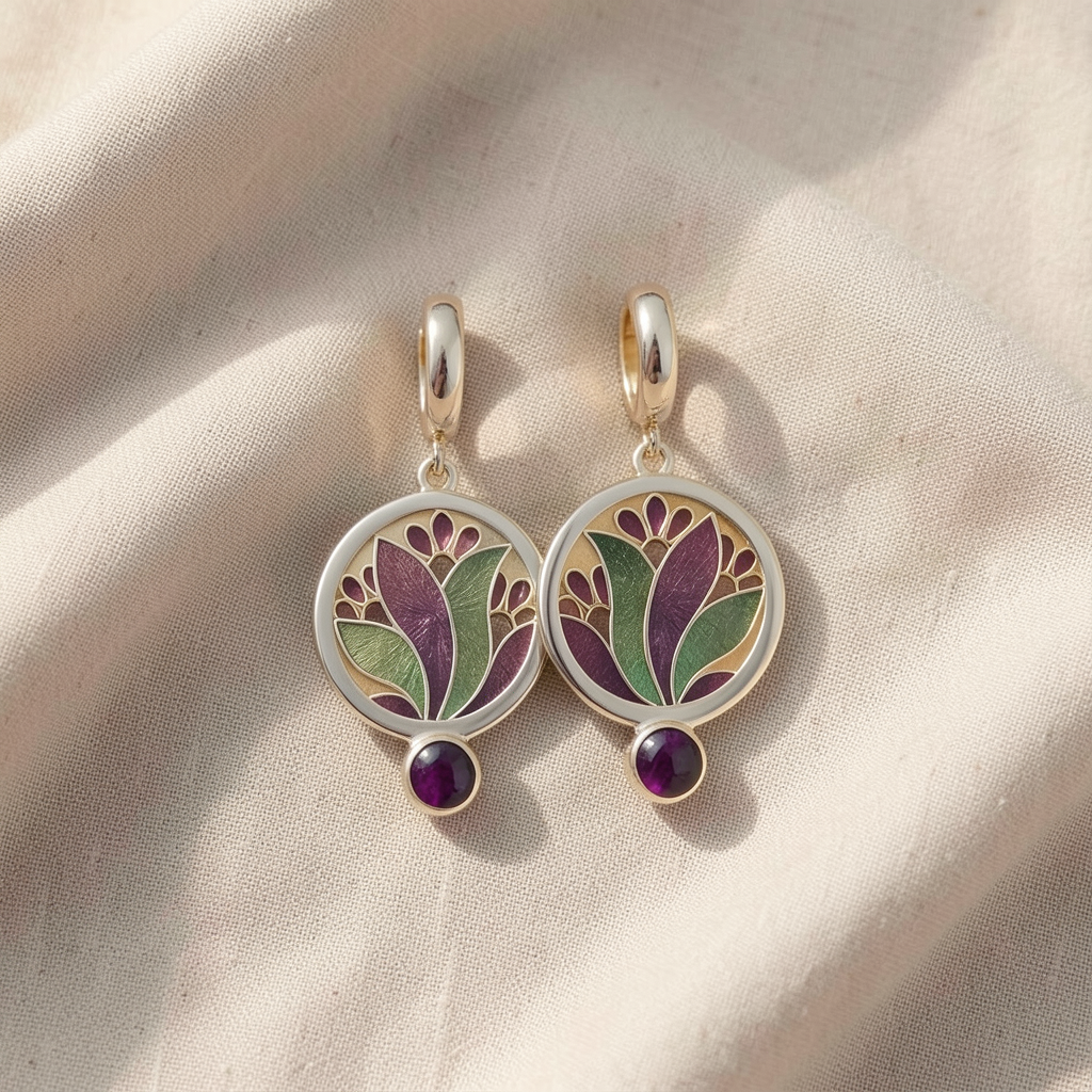 Orecchini boho con cristallo viola