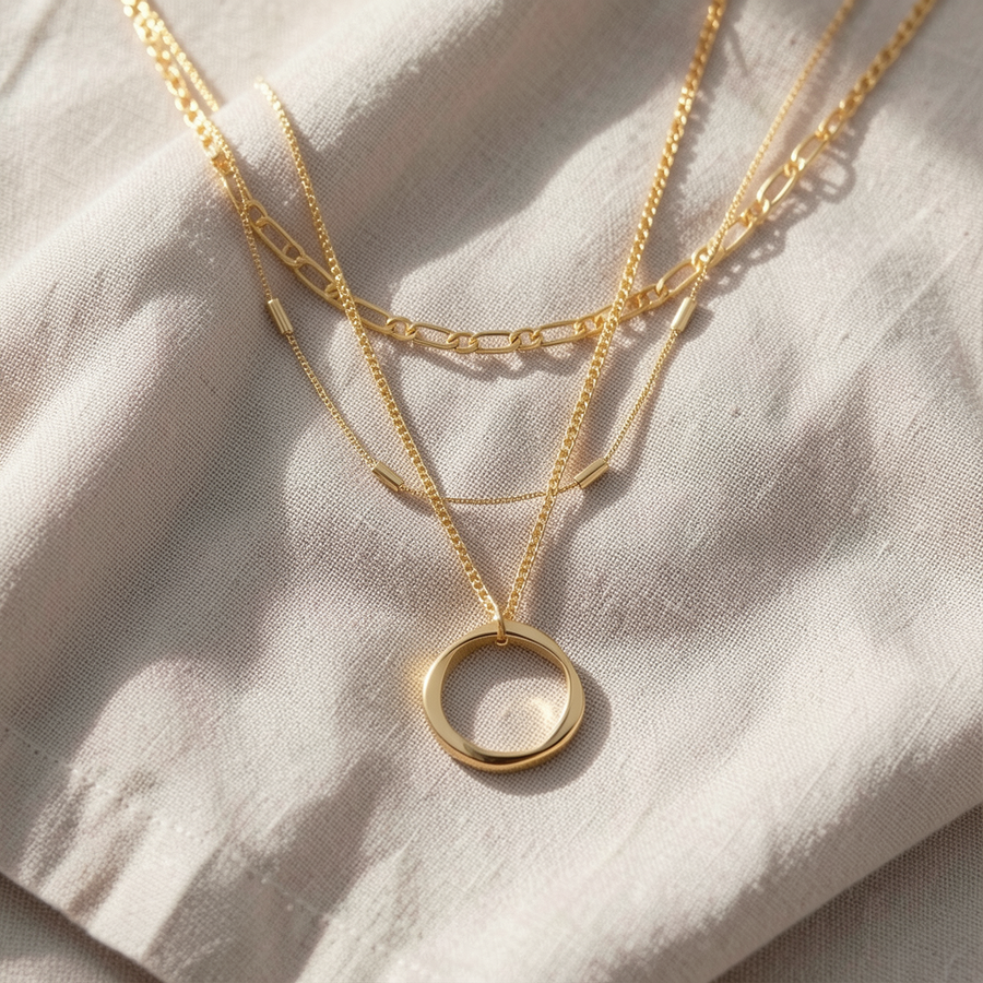 Collana dorata con cerchio aperto