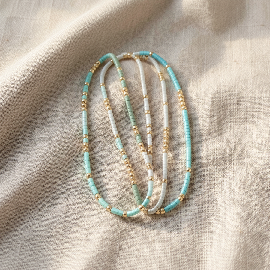 Set di bracciali bohémien con perline turchesi
