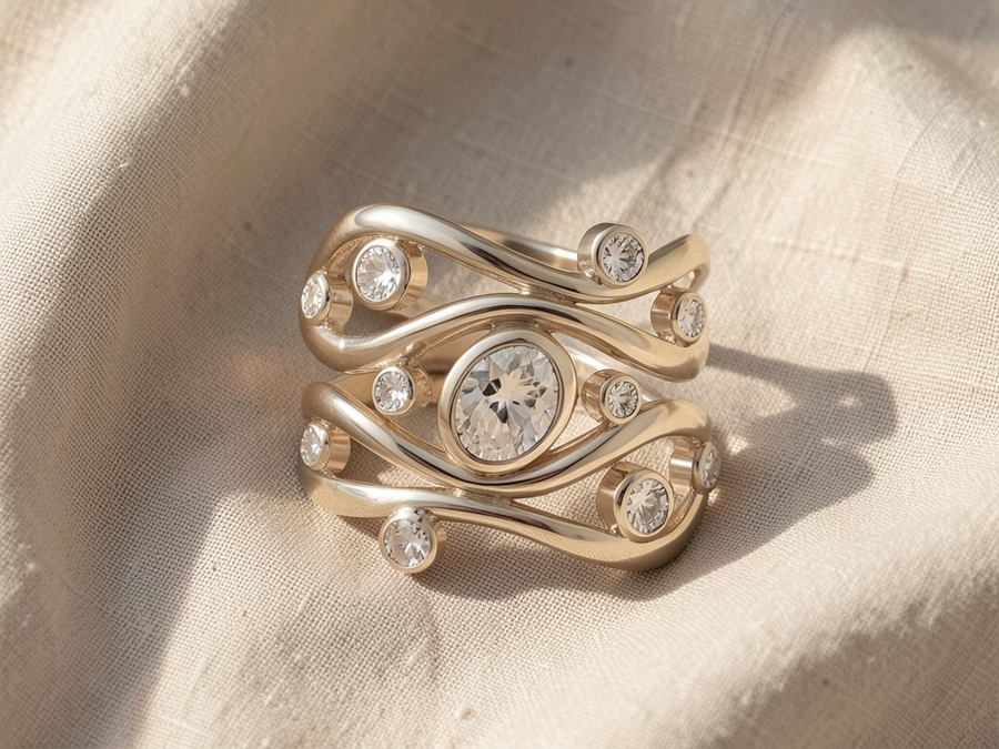 Anello argentato irregolare