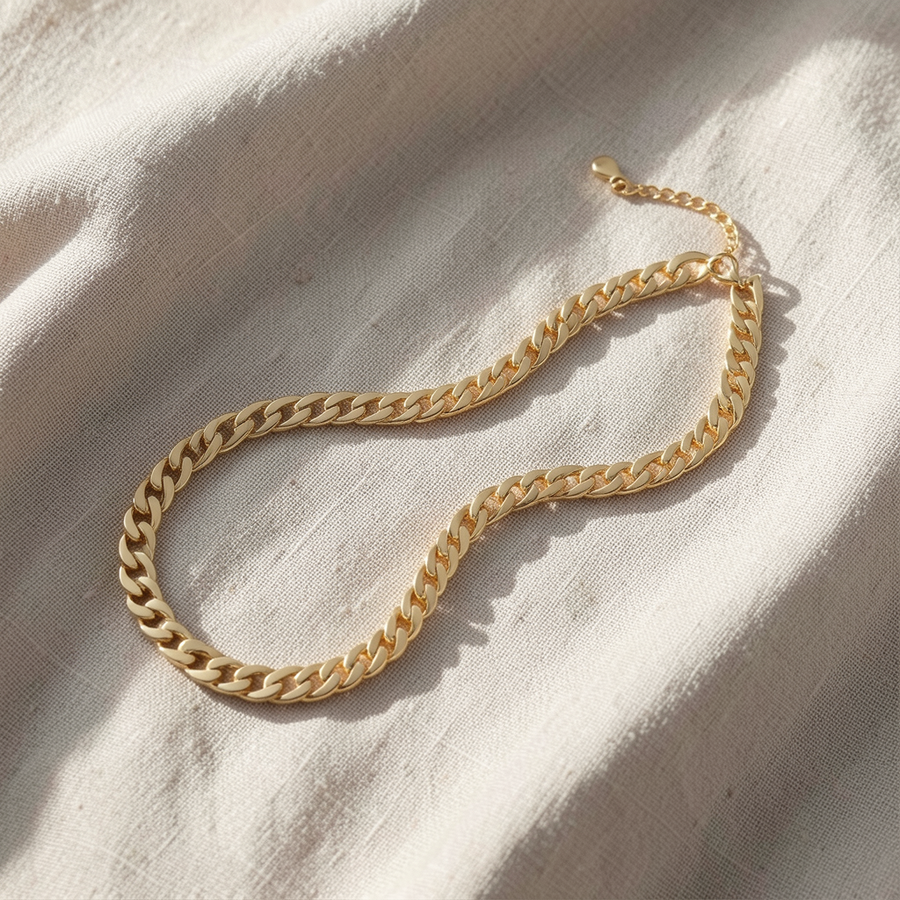 Collana a catena cubana dorata