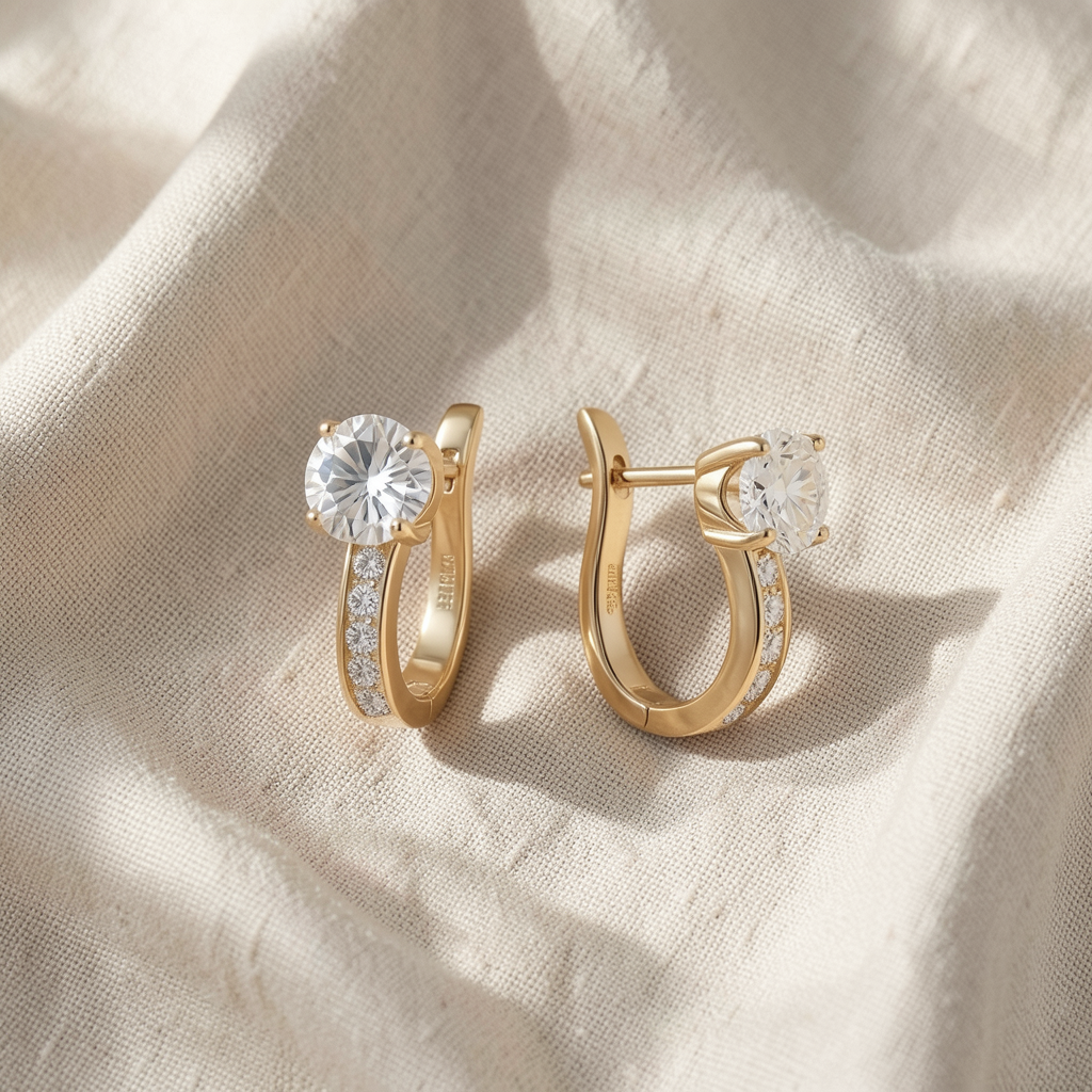 Orecchini Huggie con moissanite
