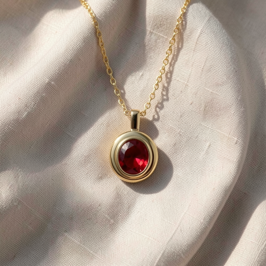 Collana con zircone rosso