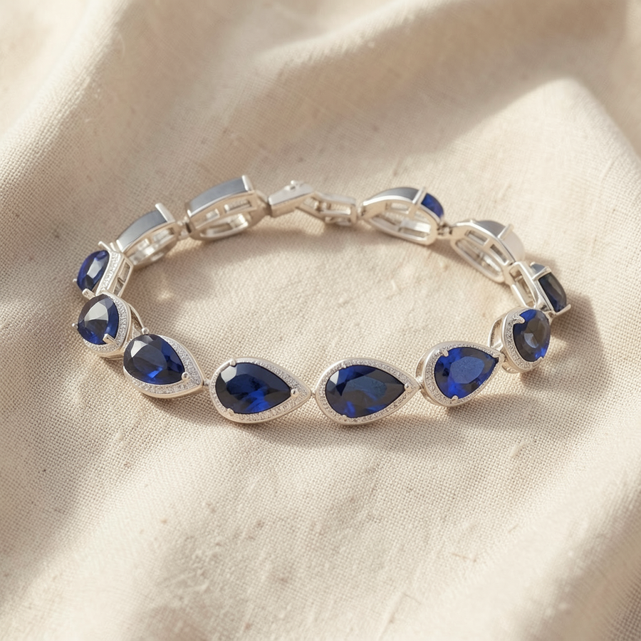 Bracciale tennis con pietre blu zaffiro