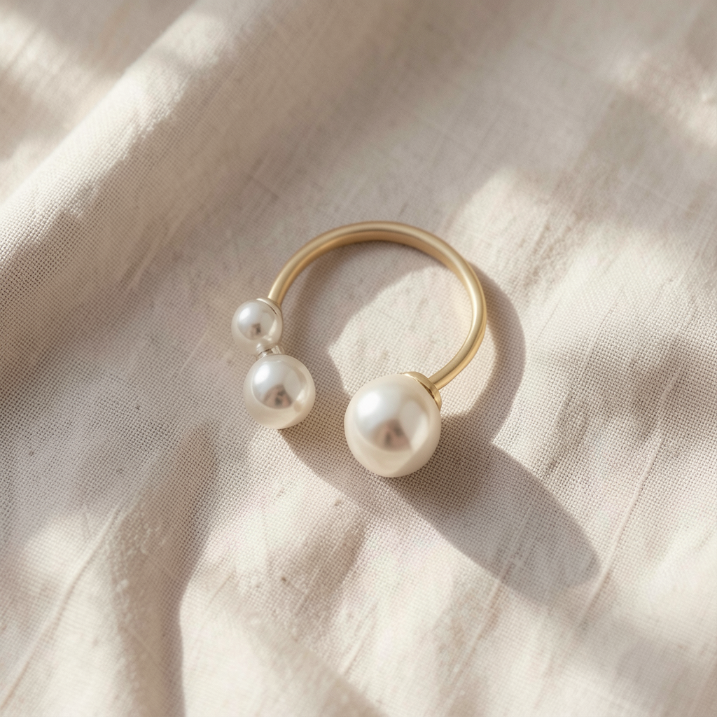 Anello triplo in argento con perle d&