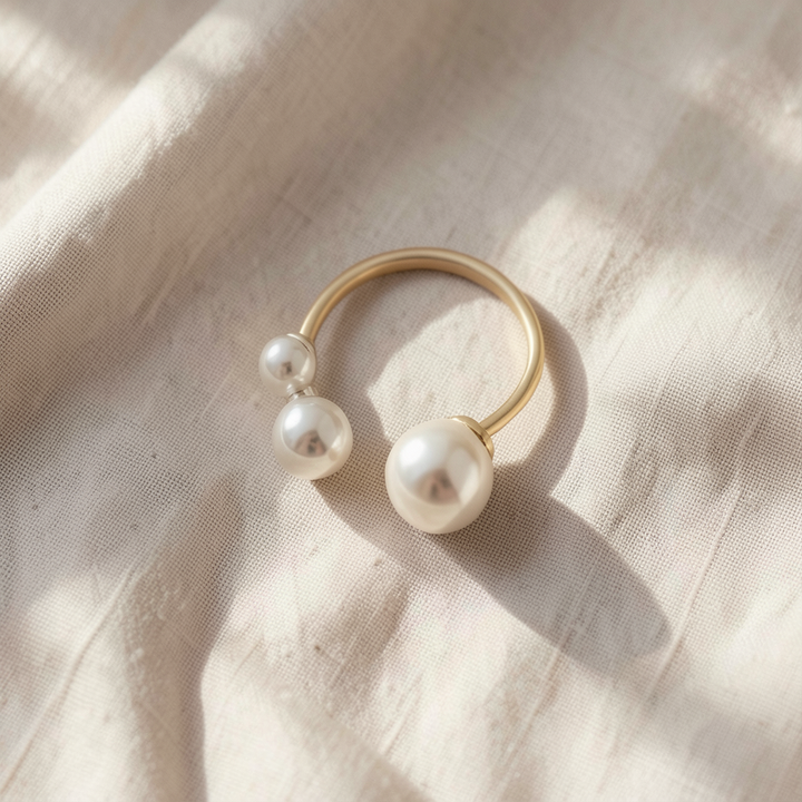 Anello triplo in argento con perle d&