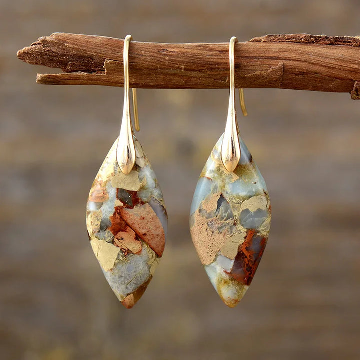 Orecchini a goccia con pietra naturale